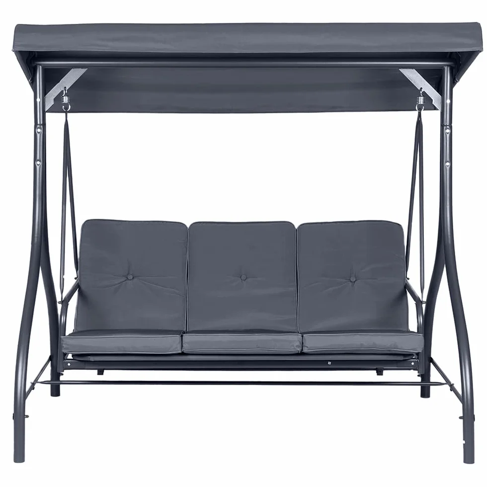 Hortan Dondolo Altalena XL 3 Posti Con Funzione Letto, Tetto Parasole Regolabile, Struttura In Acciaio E Tessuto Impermeabile, Per Arredo Giardino, Terrazzo e Balcone