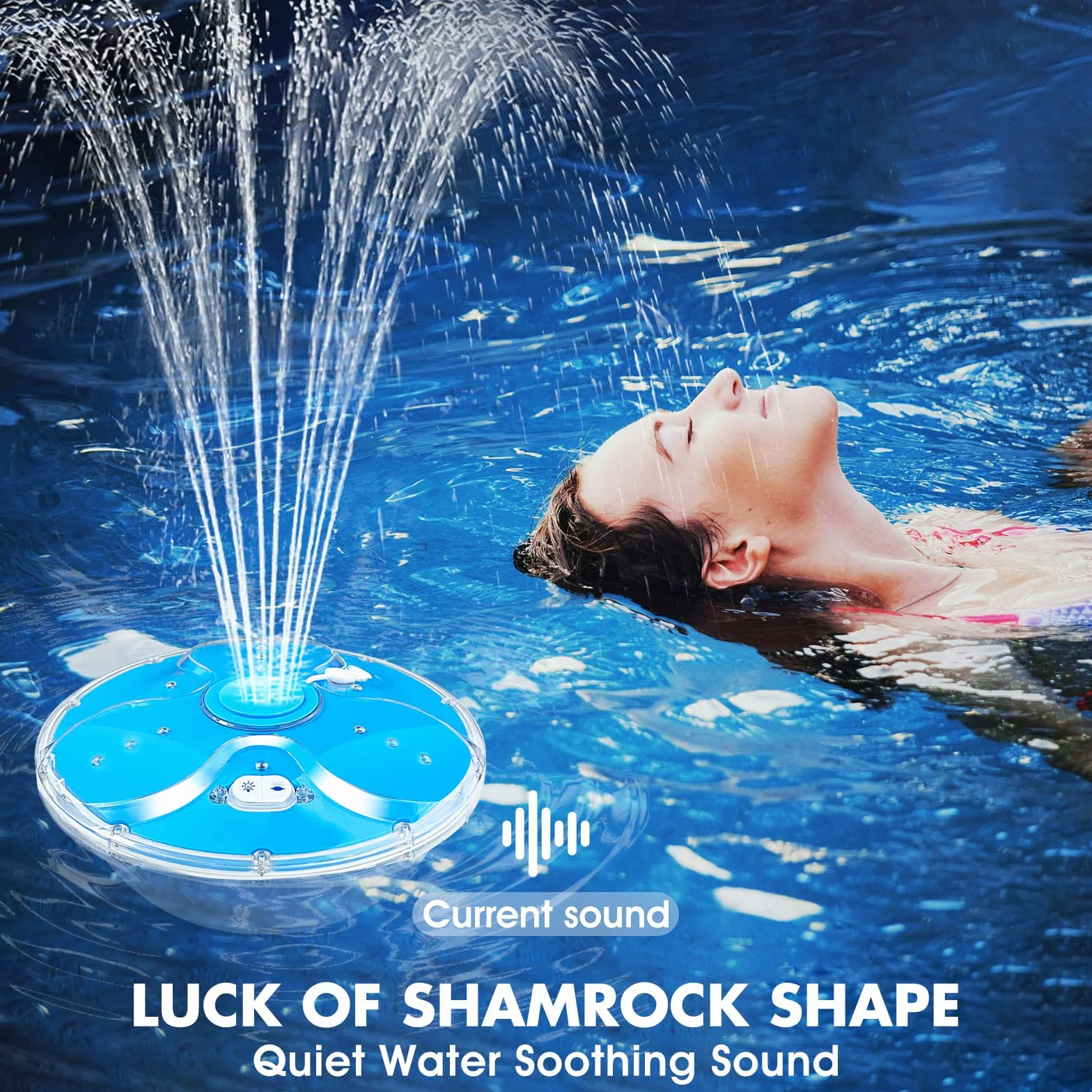 DeeprBling Fontana Galleggiante Piscina con Luci Subacquee, Fontana Piscina con Telecomando e Pulsanti, 2 Modalità di Spruzzatura e 7 Modalità di Luce LED, Fontana per Piscina con Ancora