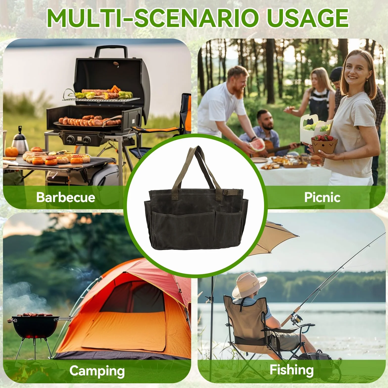 HERCHR Borsa da Giardinaggio Borsa per Attrezzi da Giardino Borsa da Giardino Impermeabile di Grande capacità Borsa per Organizzatore per Kit di Attrezzi da Giardinaggio Borsa in Tela