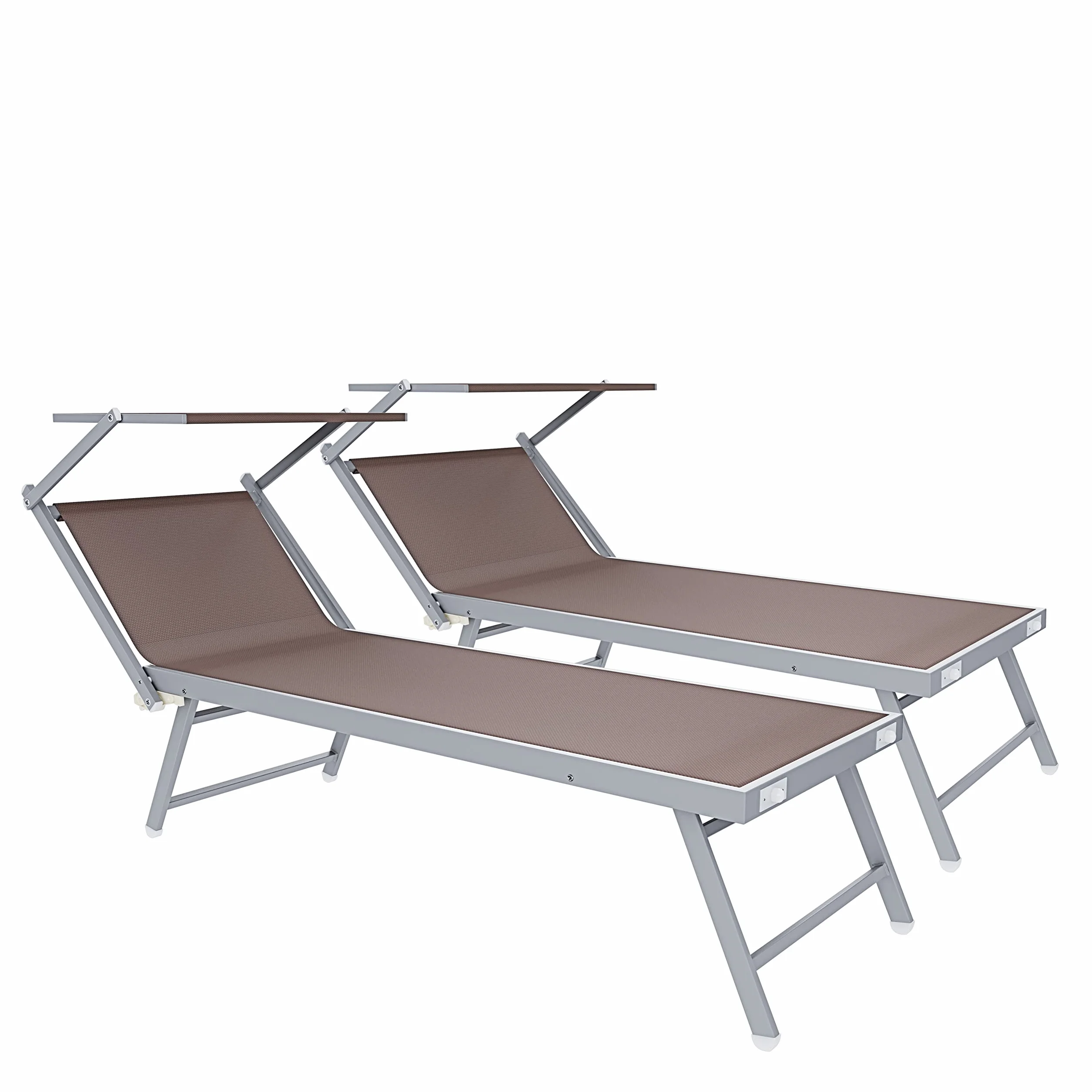 Coppia Di Lettini Prendisole Pieghevole In Alluminio 182 x 60 x 38 cm