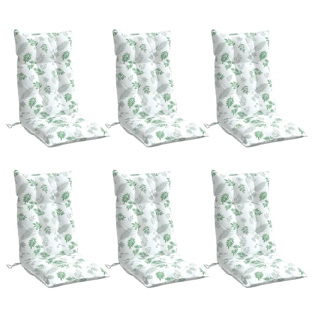 vidaXL Cuscini Sedia Schienale Alto 6 pz Tessuto Oxford Motivo Foglie