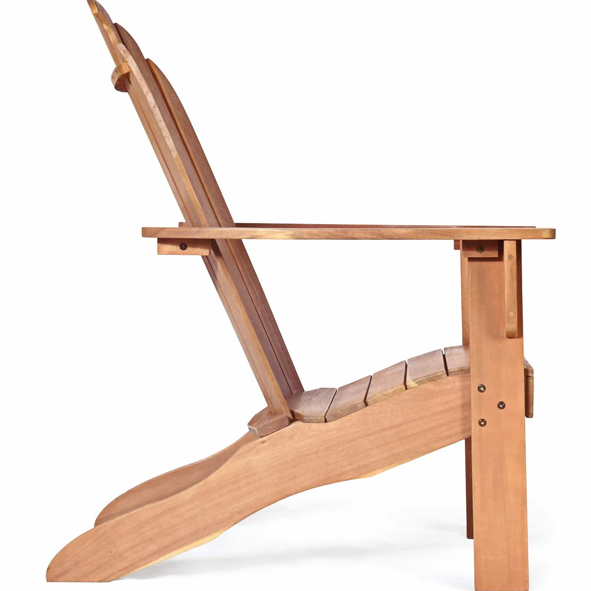COSTWAY Adirondack-Sedia Giardino in Legno, Poltrona Esterno con Schienale Alta, Sedia a Sdraio Prendisole per Spiaggia Cortile Balcone, Portata 160 kg (Naturale, 69 x 88 x 103 cm)