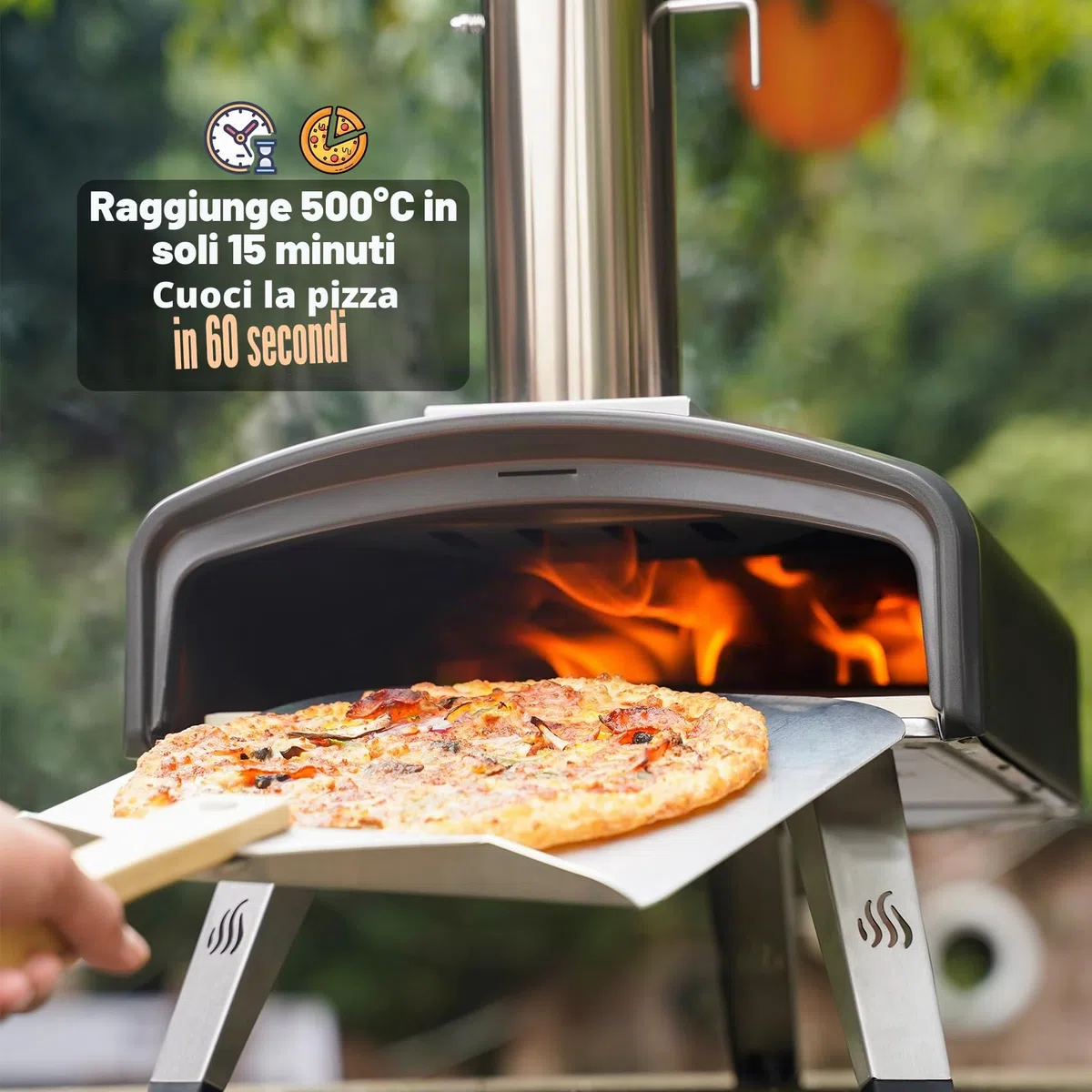 Forno per Pizza da Esterno a Legna e Carbonella, Pizzaiolo Portatile per Giardino