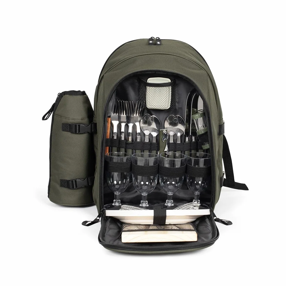 Livoo – Zaino Picnic 4 Persone SE970C – 11L, 600D, 30 Accessori, Verde