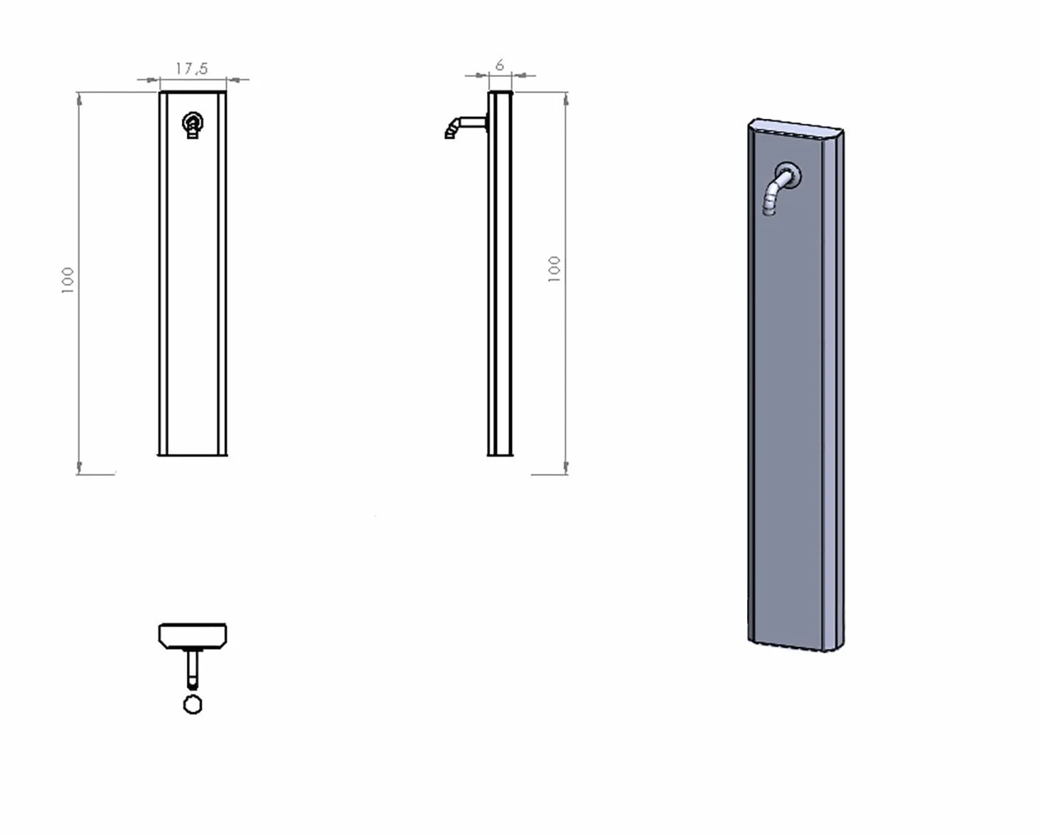 Fontana da Giardino Design a Colonna Ovale Rubinetto in Ottone Senza Base Corten