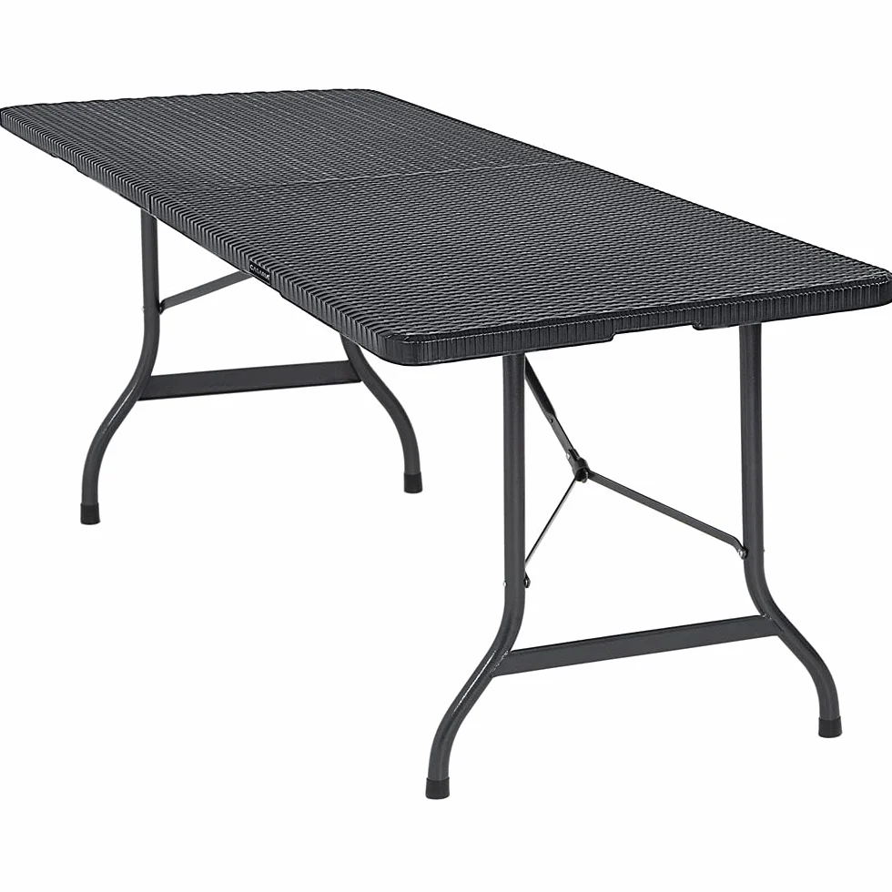 Casaria Tavolo da Giardino Pieghevole 183x76 cm Rattan Balcone Terrazza Campeggio