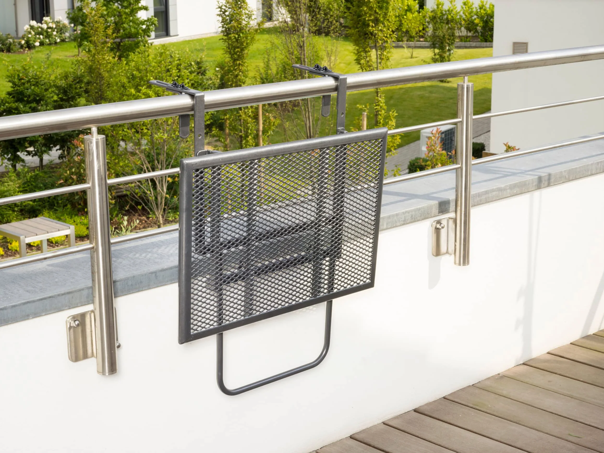 Greemotion Tavolino Pieghevole da Balcone Regolabile in Altezza Grigio