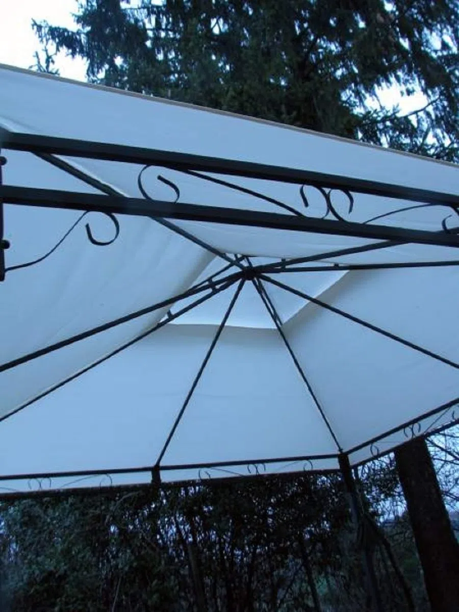 Telo di Copertura per Gazebo Ricambio 3x3m Ecrù con Airvent Aggancio Spigoli