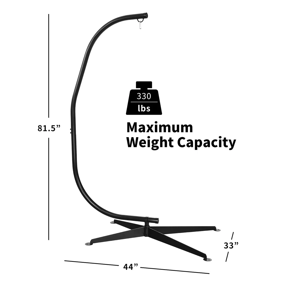 KOMFOTTEU Telaio per amaca, telaio per poltrona sospesa con gancio, supporto stabile e sicuro, carico massimo 150 kg, supporto C per poltrona sospesa in interni, patio, giardino