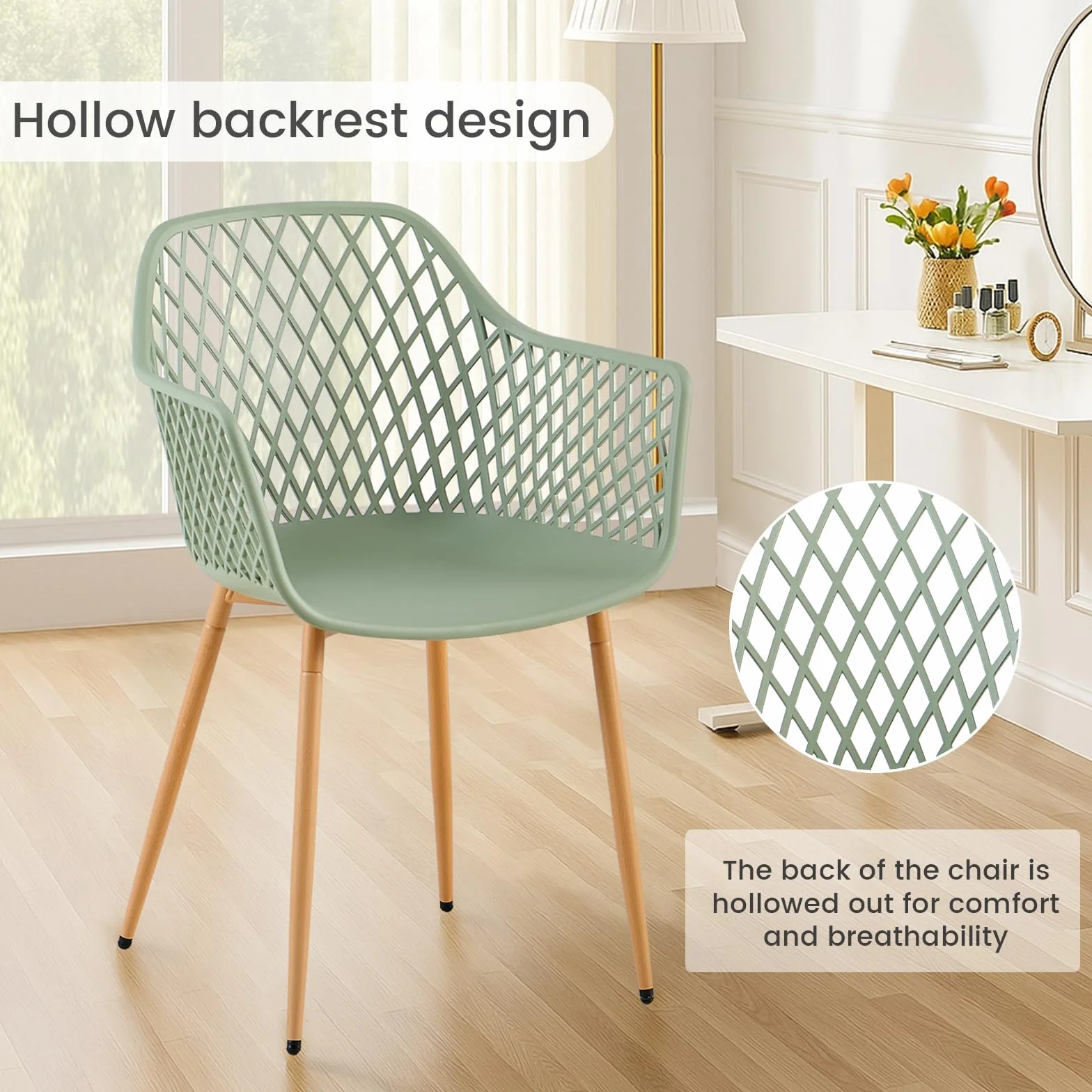 buybyroom Set di 4 Sedie da Giardino con Bracciolo, Sedia da Giardino, Design Moderno e Minimalista, Portata Massima 120 kg