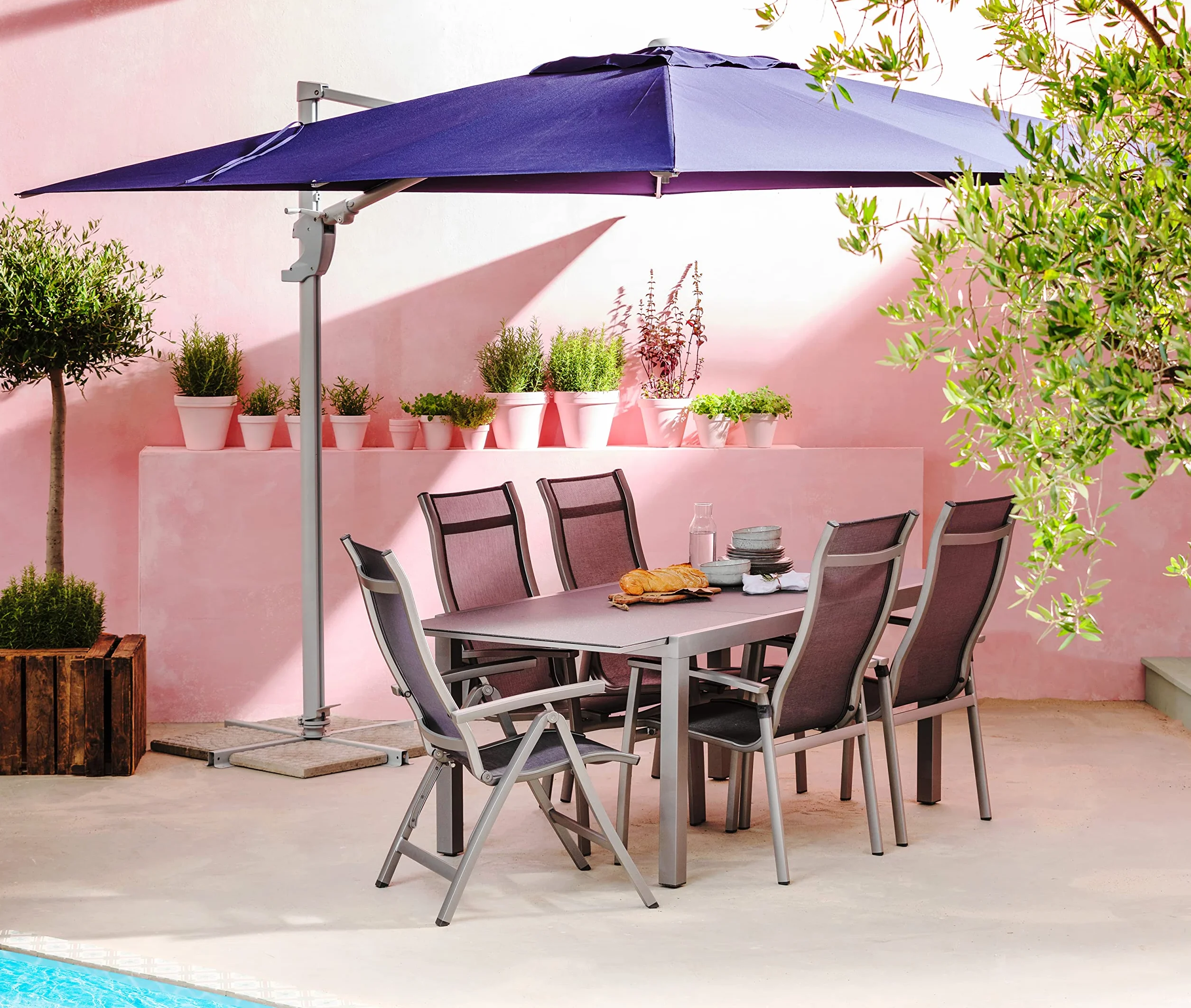 Dehner Sedia Pieghevole Chicago ca. 110 x 63,5 x 67,5 cm, textilene/Alluminio, Grigio
