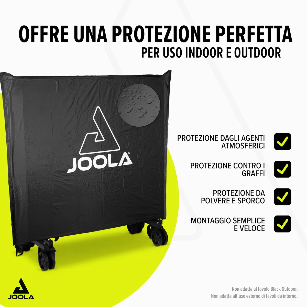 JOOLA Copertura per Tavolo da Ping Pong da Esterno, Adatta Sia per tavoli Pieghevoli Che per tavoli Piatti, Resistente Copertura Impermeabile con Rivestimento in PVC, Doppia Funzione, Adatta per