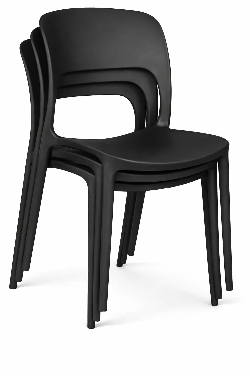 Set 4 Sedie in Polipropilene Impilabili da Giardino Bar Ristoranti Patio Design Cucina Antracite