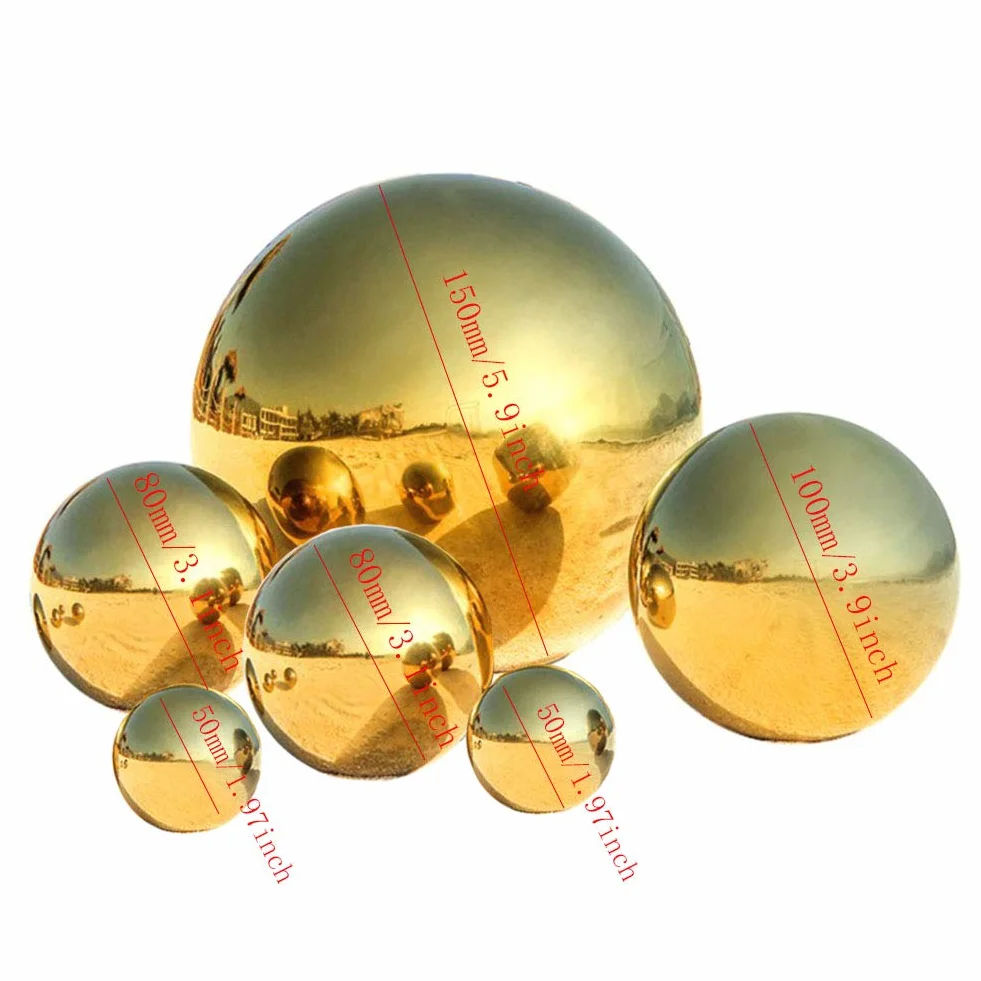 Sfera decorativa da giardino in acciaio inox 6 pezzi 50-150 mm lucidata a specchio dorata