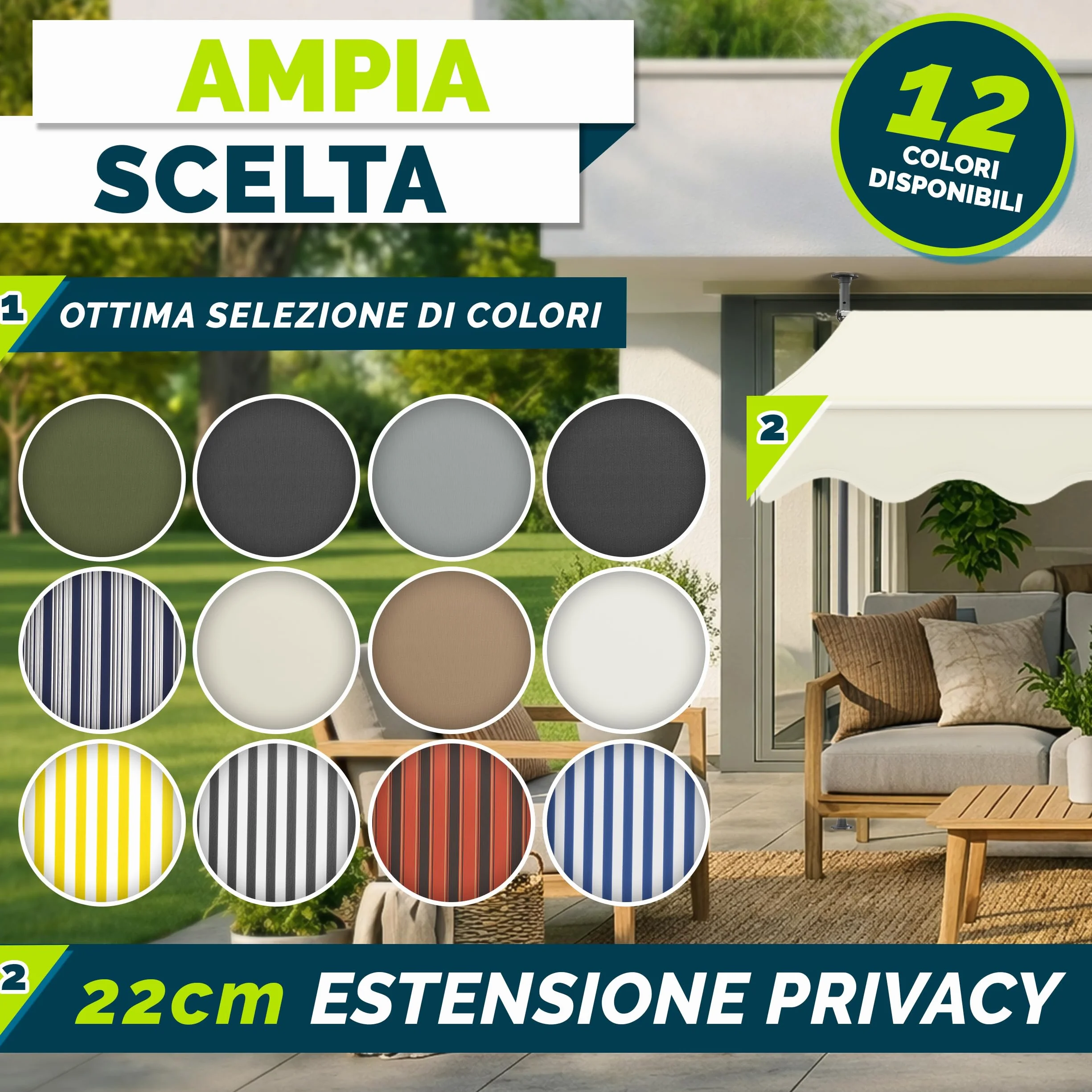 Tillvex Tenda da Sole a Bracci con Manovella 150cm Sabbia Protezione Balcone Regolabile Senza Forare UV