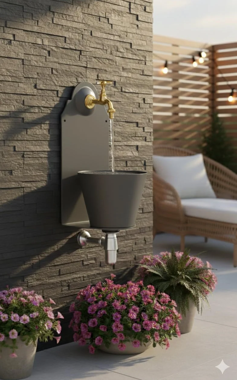 Belfer 42PR Fontana a Parete in Solido Alluminio con Rubinetto in Ottone e Vaschetta Colore Antracite