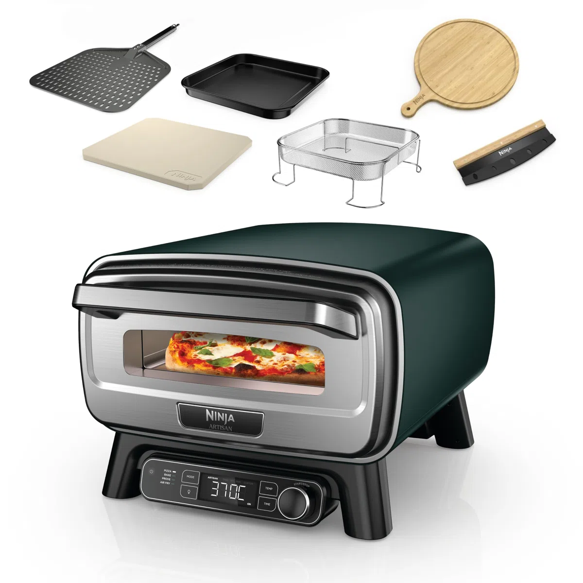 Ninja Artisan Forno elettrico per pizza e friggitrice ad aria da esterno MO201AMZEU 30 cm verde