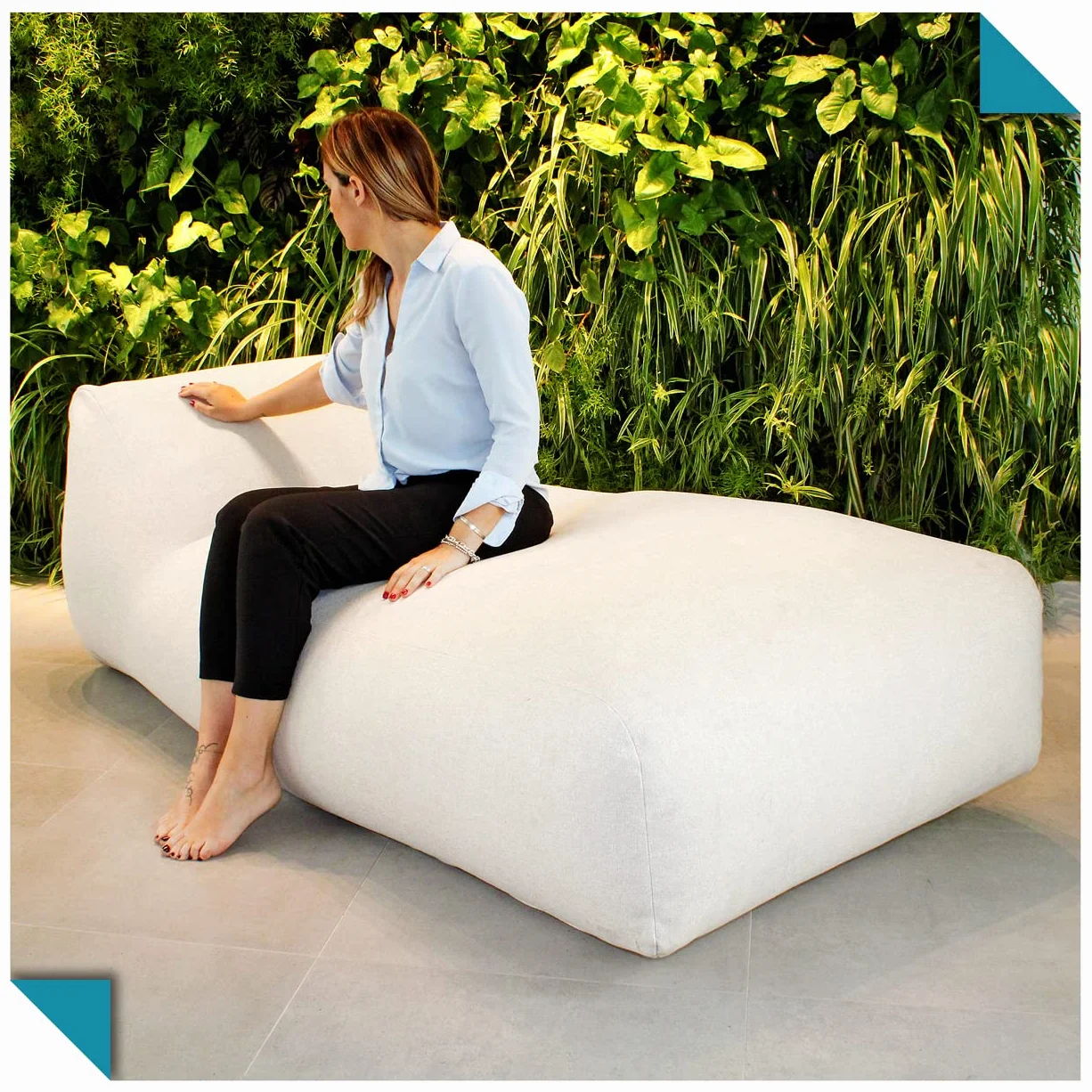 EVERGREENWEB Chaise longue da giardino sfoderabile impermeabile Pouf Poltrona Sacco Lettino prendisole Design Ergonomico Tortora