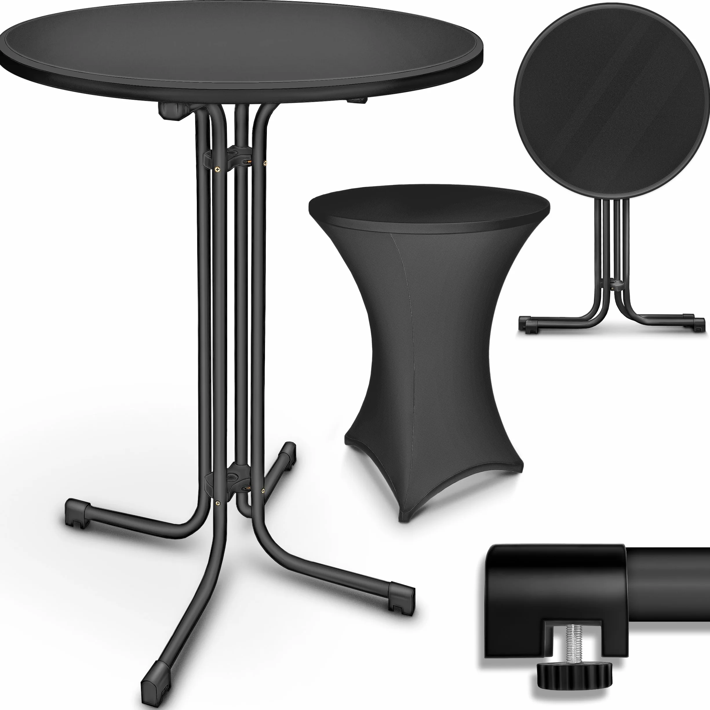 tillvex® Gastro Tavolo pieghevole Ø 80 cm con rivestimento | Tavolo da bistrot pronto | Tavolo pieghevole rotondo – resistente alle intemperie | tavolo da giardino per interni ed esterni