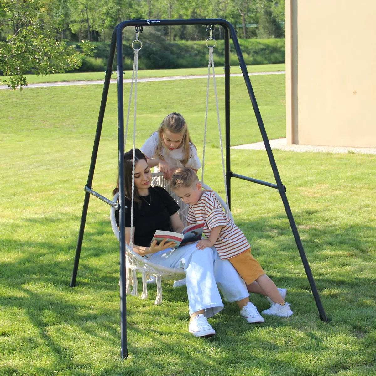 Supporto per amaca, portata massima 149,7 kg, per esterni o interni, con supporto (nero)