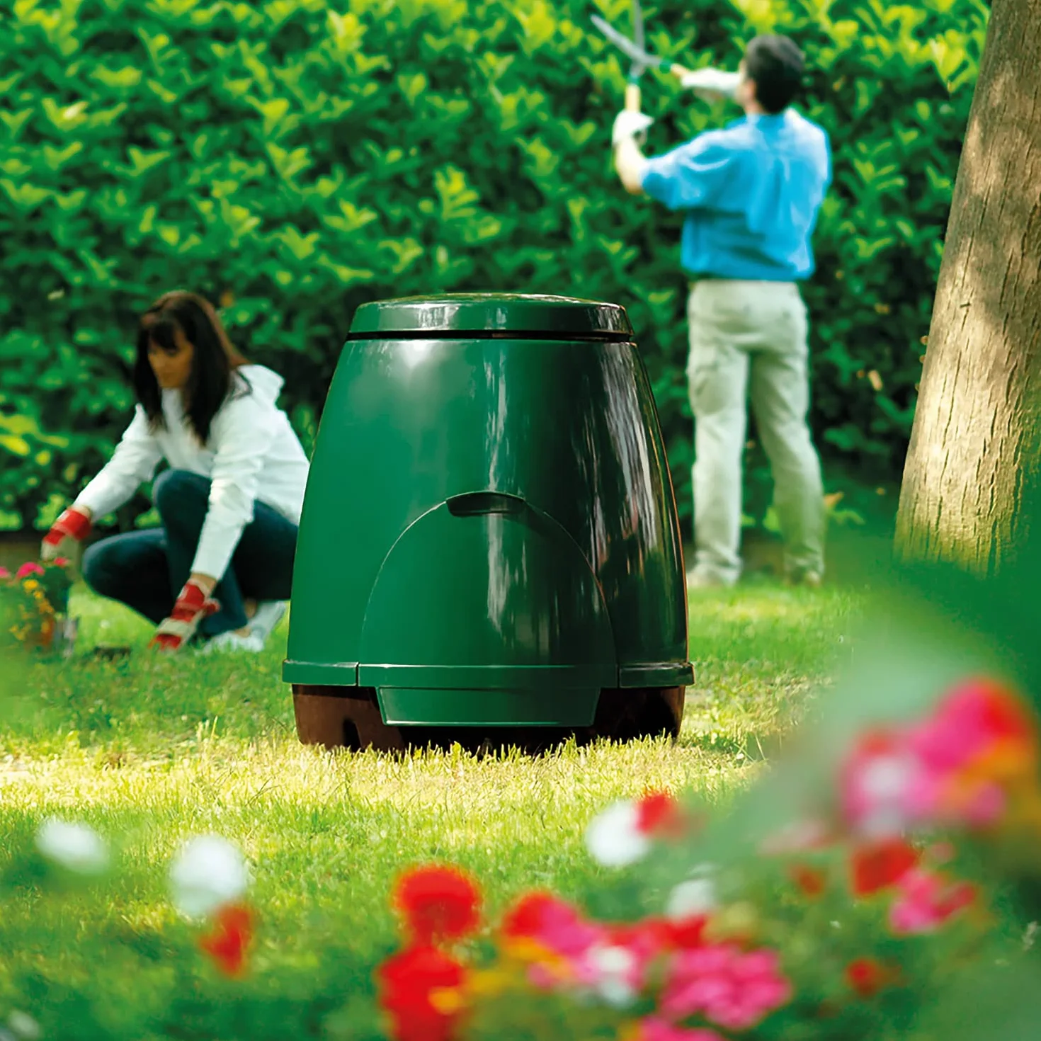 Composter 310 litri con aeratore manuale e contenitore per organico