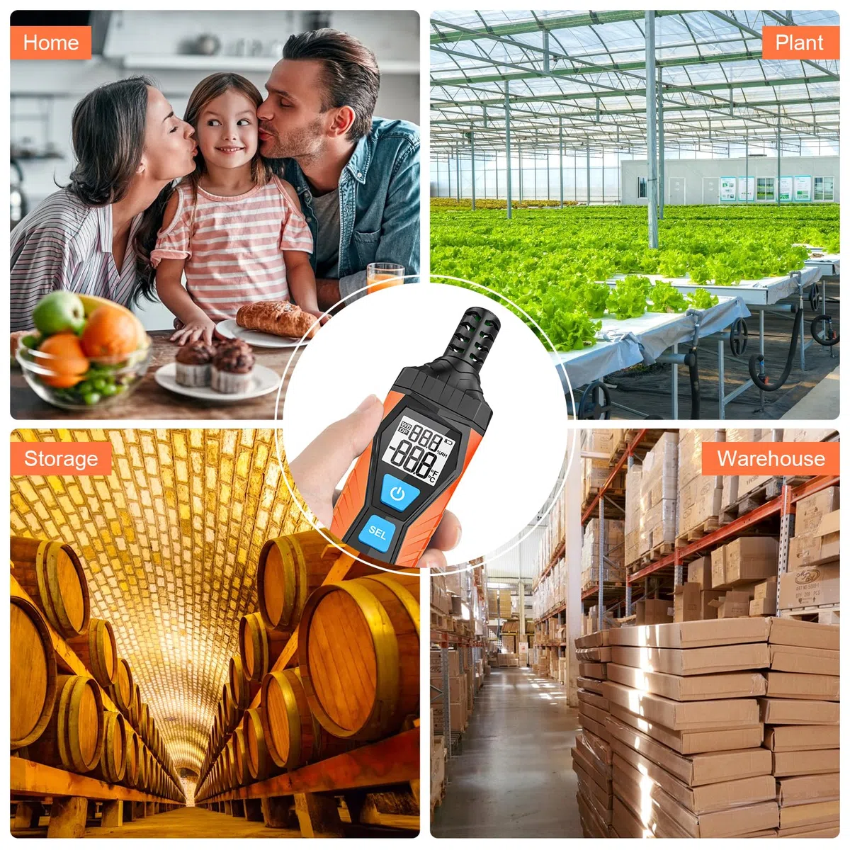 Termometro Igrometro MESTEK Digitale Mini Misuratore di Temperatura e Umidità con Igrometro di Temperatura Ambiente, Punto di Rugiada e Bulbo Umido Temp per Industria Agricoltura Meteorologia