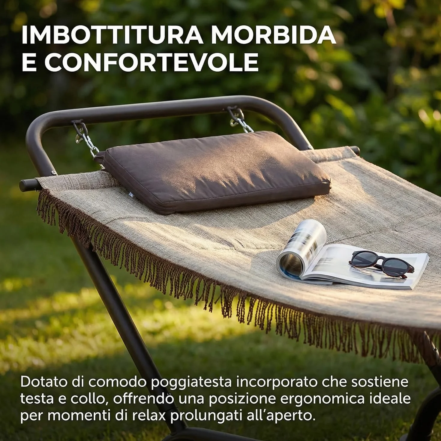 Marvin Cuscino di Ricambio per Amaca Bali Sospesa Colore Beige Tessuto Morbido Imbottito Resistente (Beige)