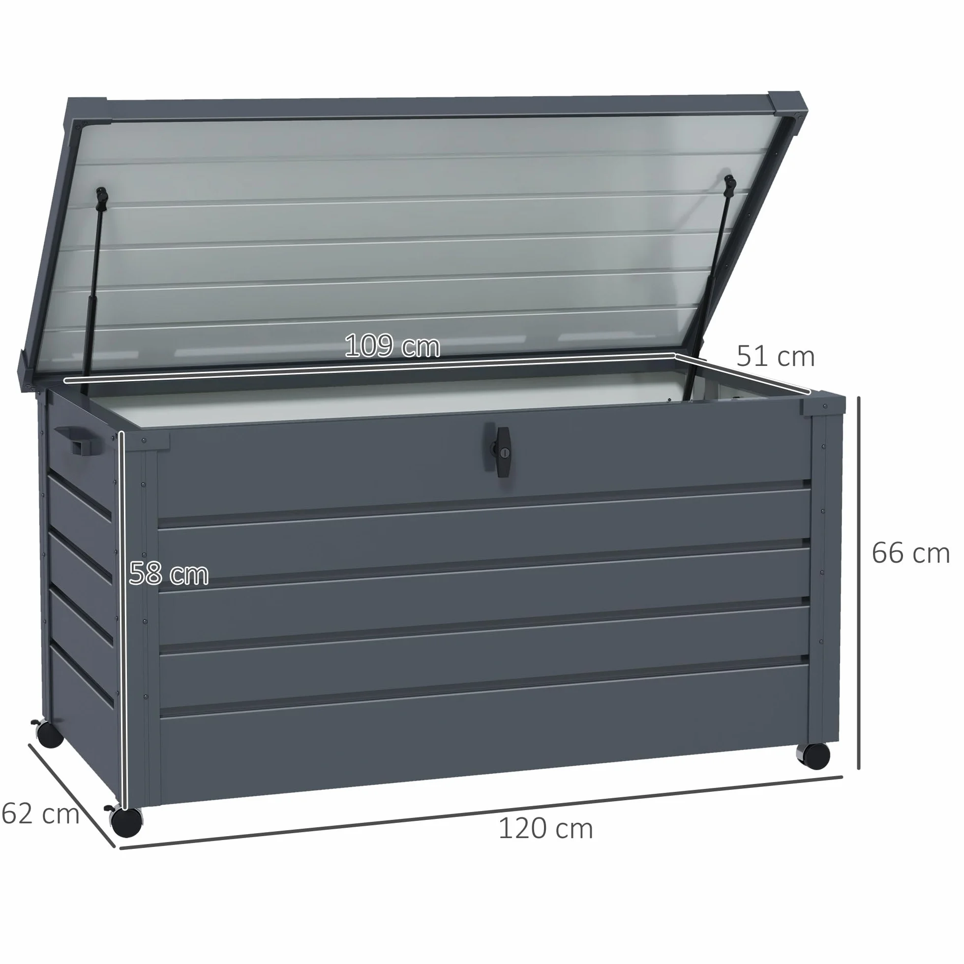 Outsunny Baule da Giardino 311L Acciaio Zincato 120x62x66 cm Grigio Scuro