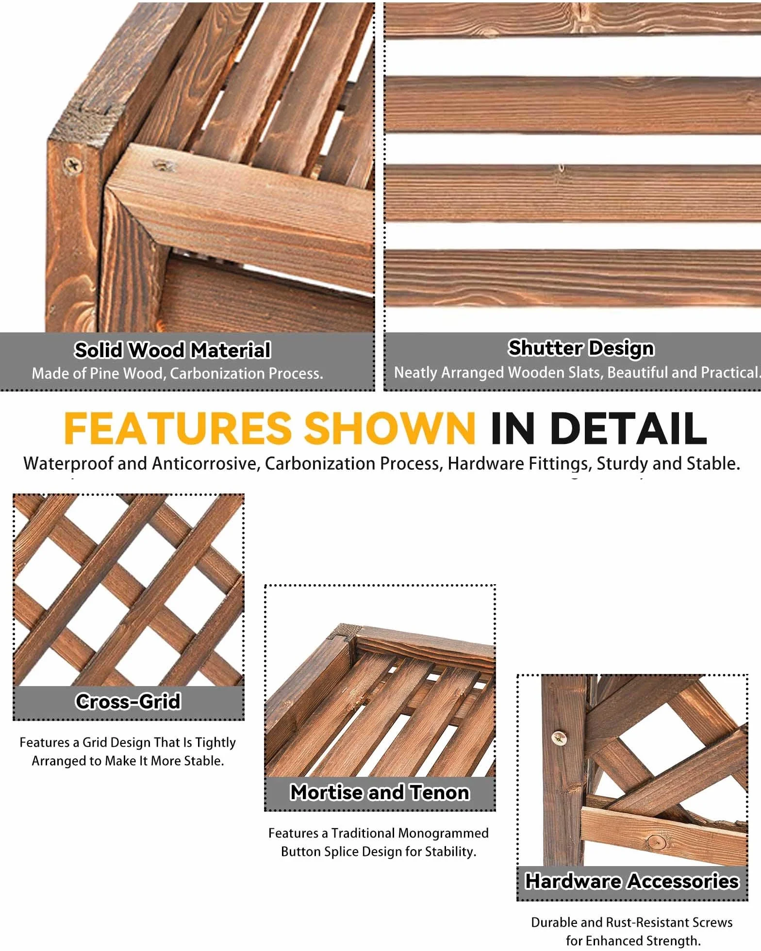 Copri Condizionatore da Esterno in Legno Massiccio 105x47x80 cm Protezione Solare Terrazza Balcone Patio
