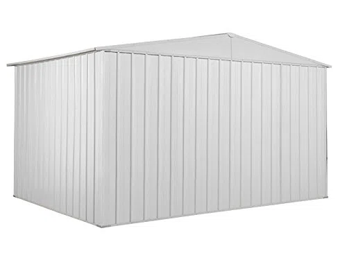 Notek Box in Acciaio Zincato Casetta da Giardino in Lamiera 3.60 x 2.60 m x h2.12 m - 130 kg – 9,1 Metri Quadri (Bianco)