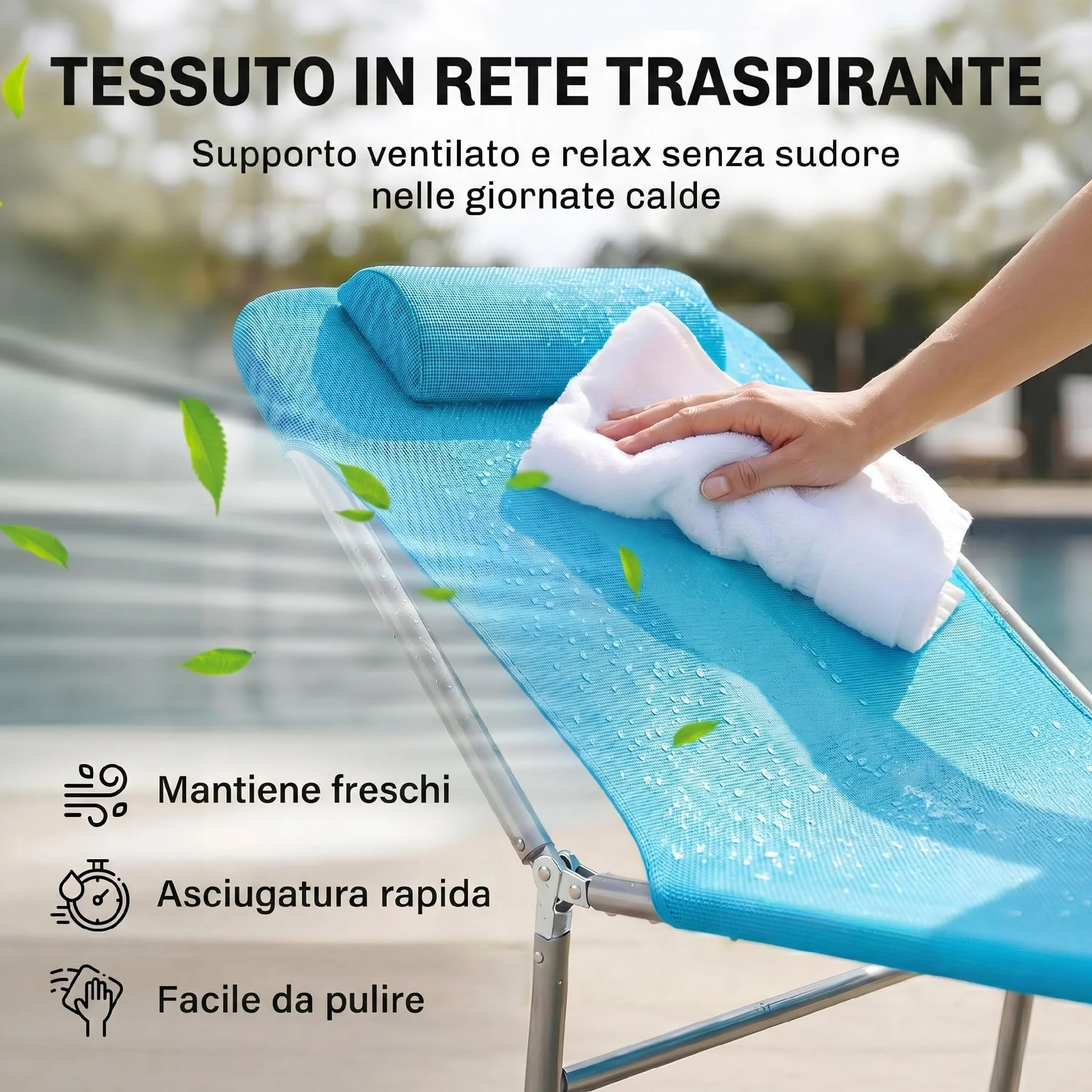 Outsunny Lettino Prendisole Pieghevole con Schienale Reclinabile e Cuscino, Sdraio da Giardino, Spiaggia e Campeggio, Blu