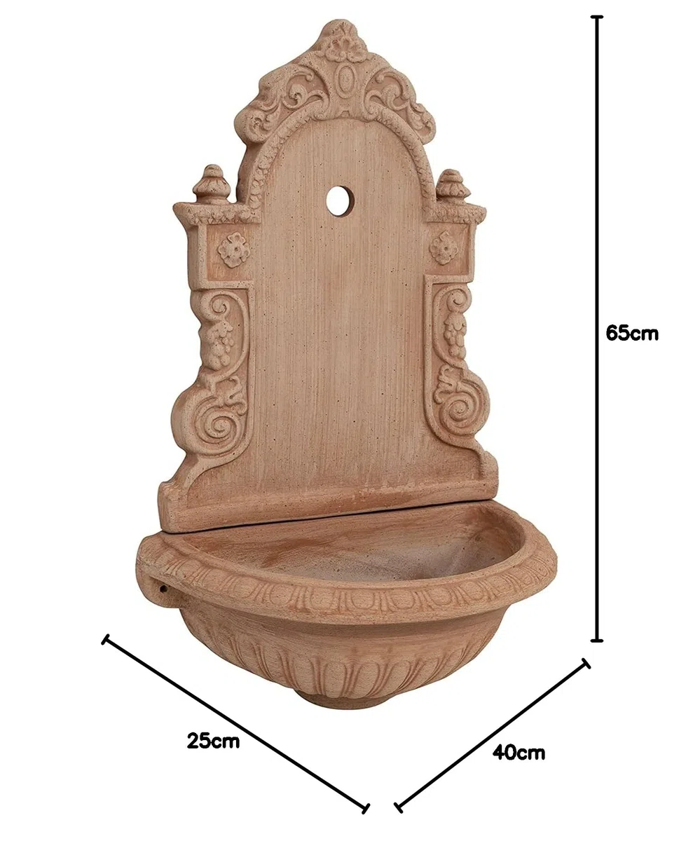 Fontana da giardino a muro Fontana terracotta 65x40x25 cm Made in Italy