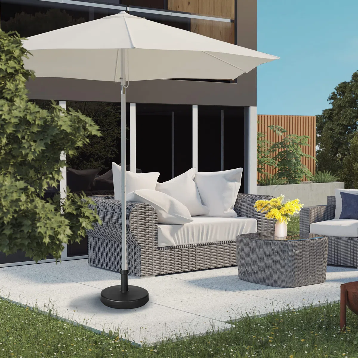 Outsunny Base per Ombrellone da Giardino in Plastica PP Max 18kg di Peso, Ø45x33 cm, Nero