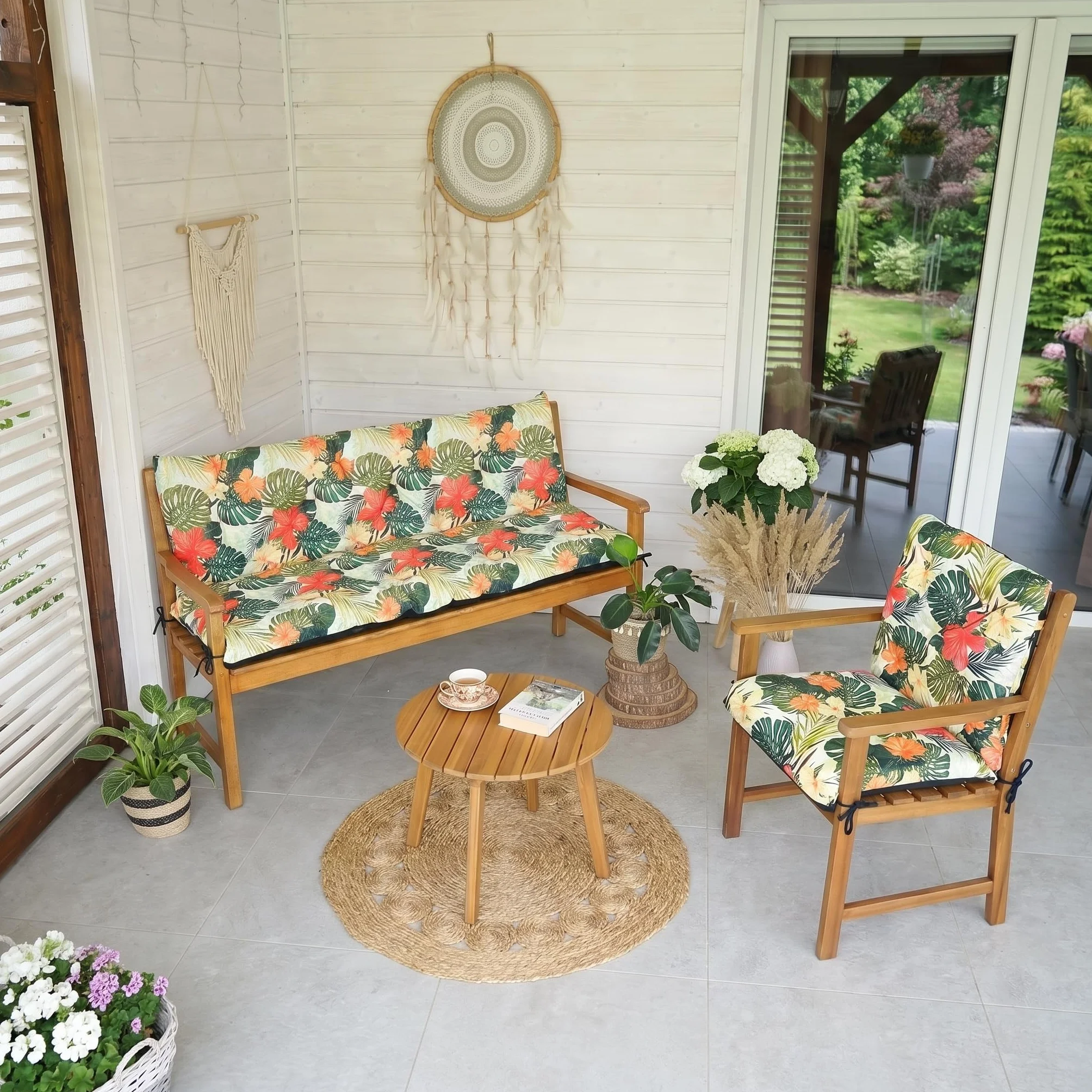 4L Textil Cuscini da Esterno Cuscino per Panca da Esterno Cuscino per panchina da Giardino Cuscini Dondolo 3 posti Cuscini per pallet (100x50x50 cm, Verdi Tropicale)