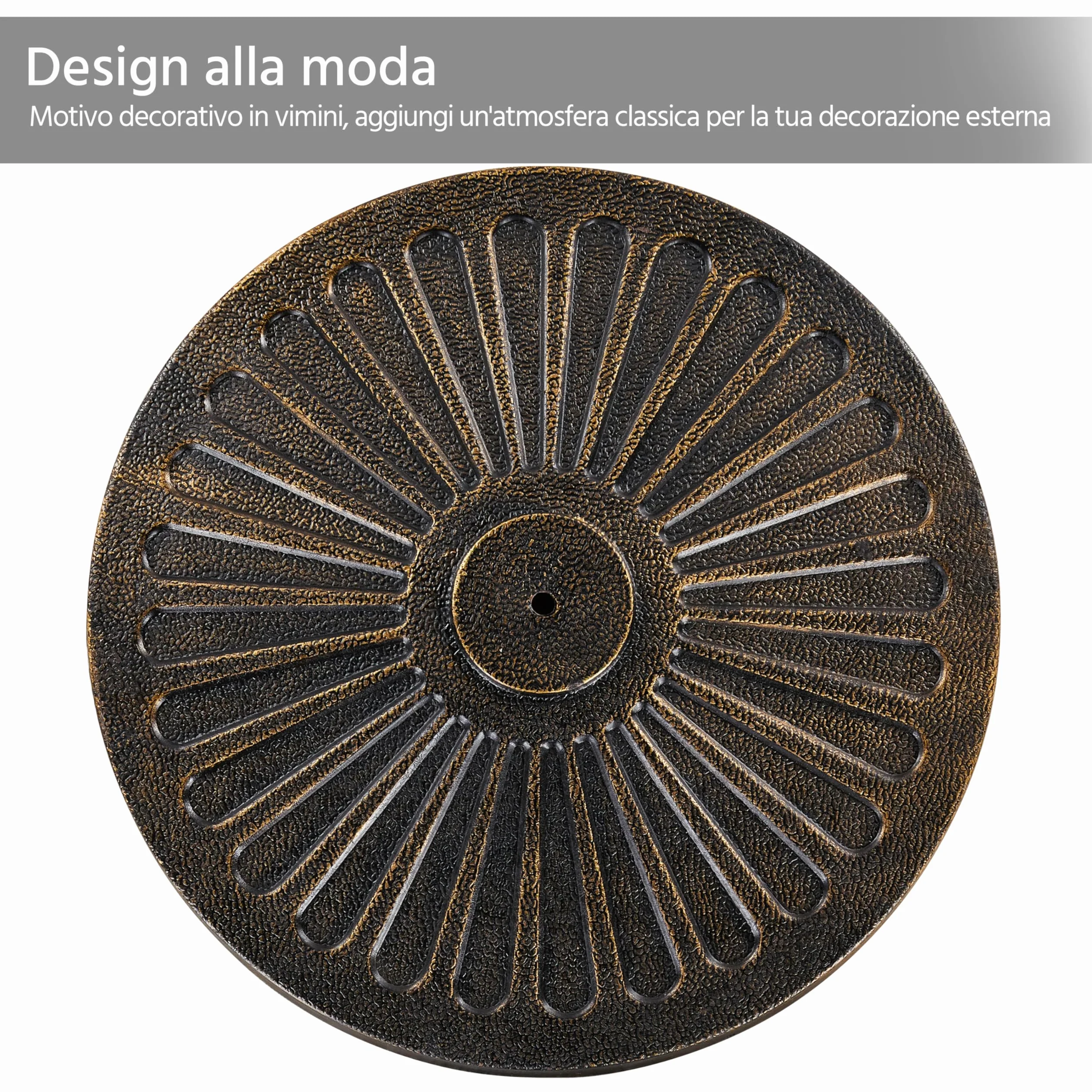 Yaheetech Base per Ombrellone da Giardino in Resina e Metallo Supporto 12 kg per Pali da Ø38mm o Ø48mm con Manopola per Esterno Veranda Terrazza Piscina Spiaggia Patio, Bronzo