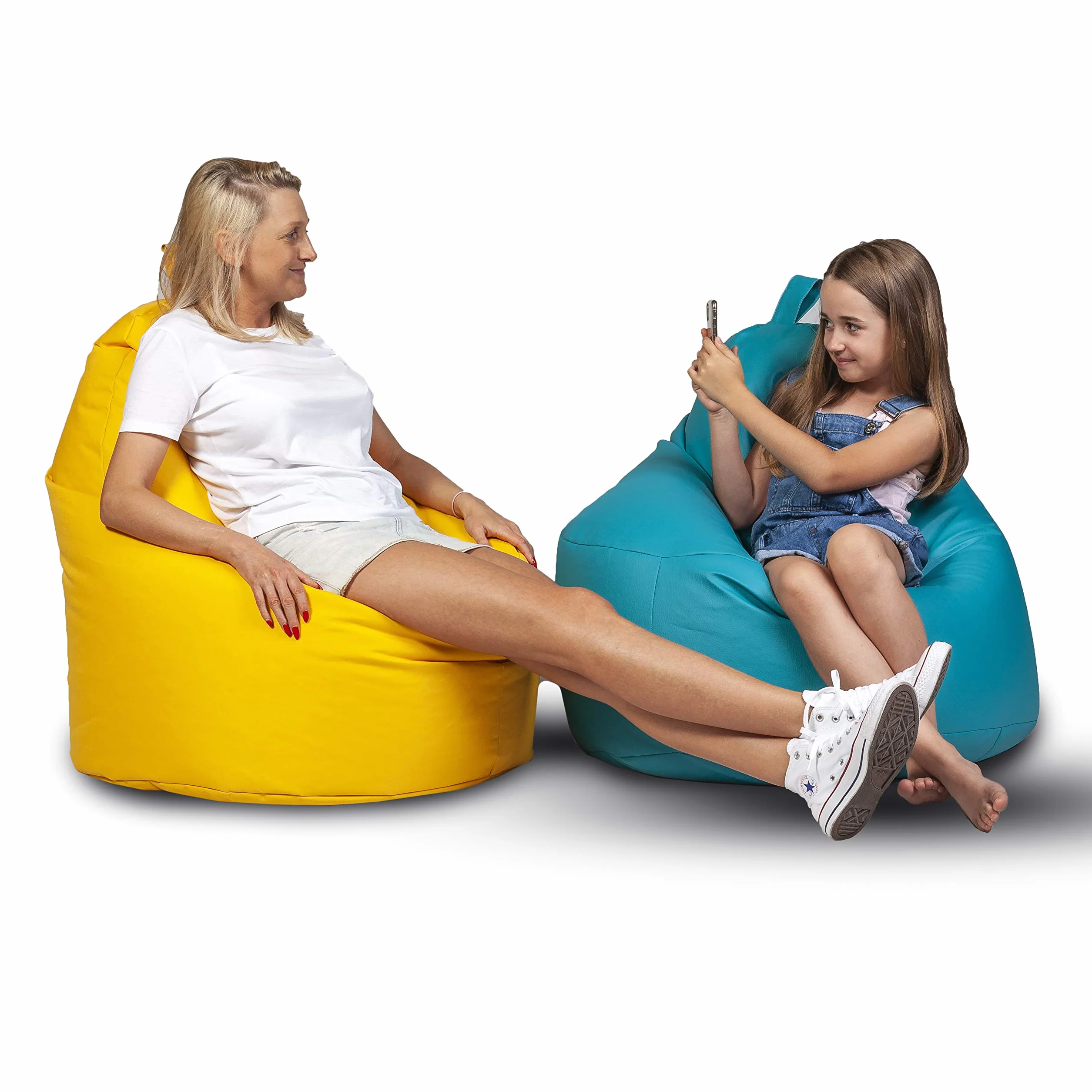 Ecopuf Yoko Pouf a Sacco Seduta Alta con Maniglia Poltrona Sacco in Poliestere Impermeabile da Esterno 70x75 cm
