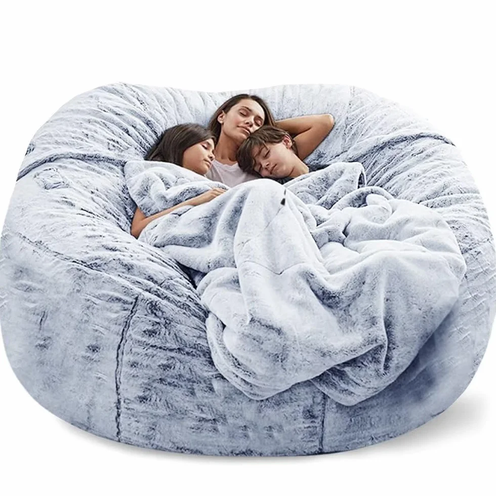 Fodera per Sedia a Sacco di Fagioli (Solo Fodera, Senza Riempimento), Lazy Soft Velvet PV Lavabile coprisacchetto di Fagioli，per Giardino, Salotto, Balcone