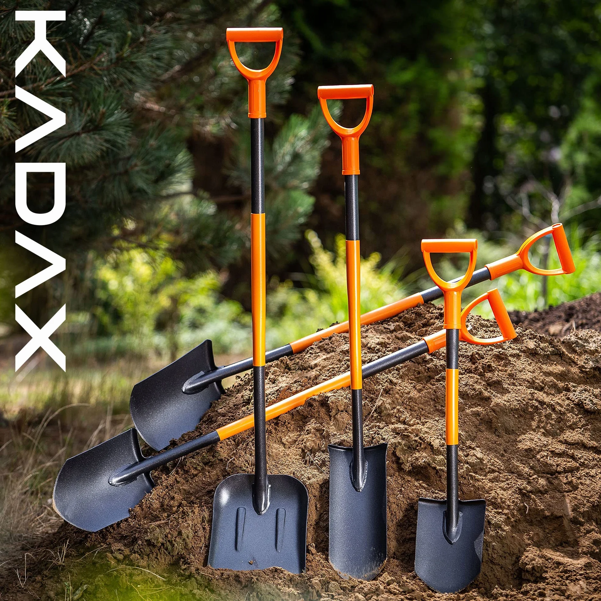 Spaziali di drenaggio Kadax, sponsor di drenaggio con mantello D, pala in acciaio, pala di pizzo con stelo, vanga da giardino ai fori, paletta di drenaggio, vanga (121 cm, nero/arancione)