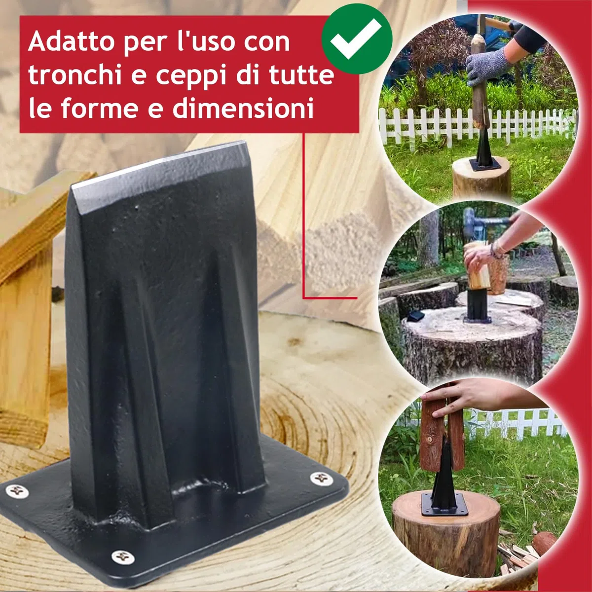 SPARES2GO Scalpello per legna da ardere, grande, resistente, per spaccare legna da ardere