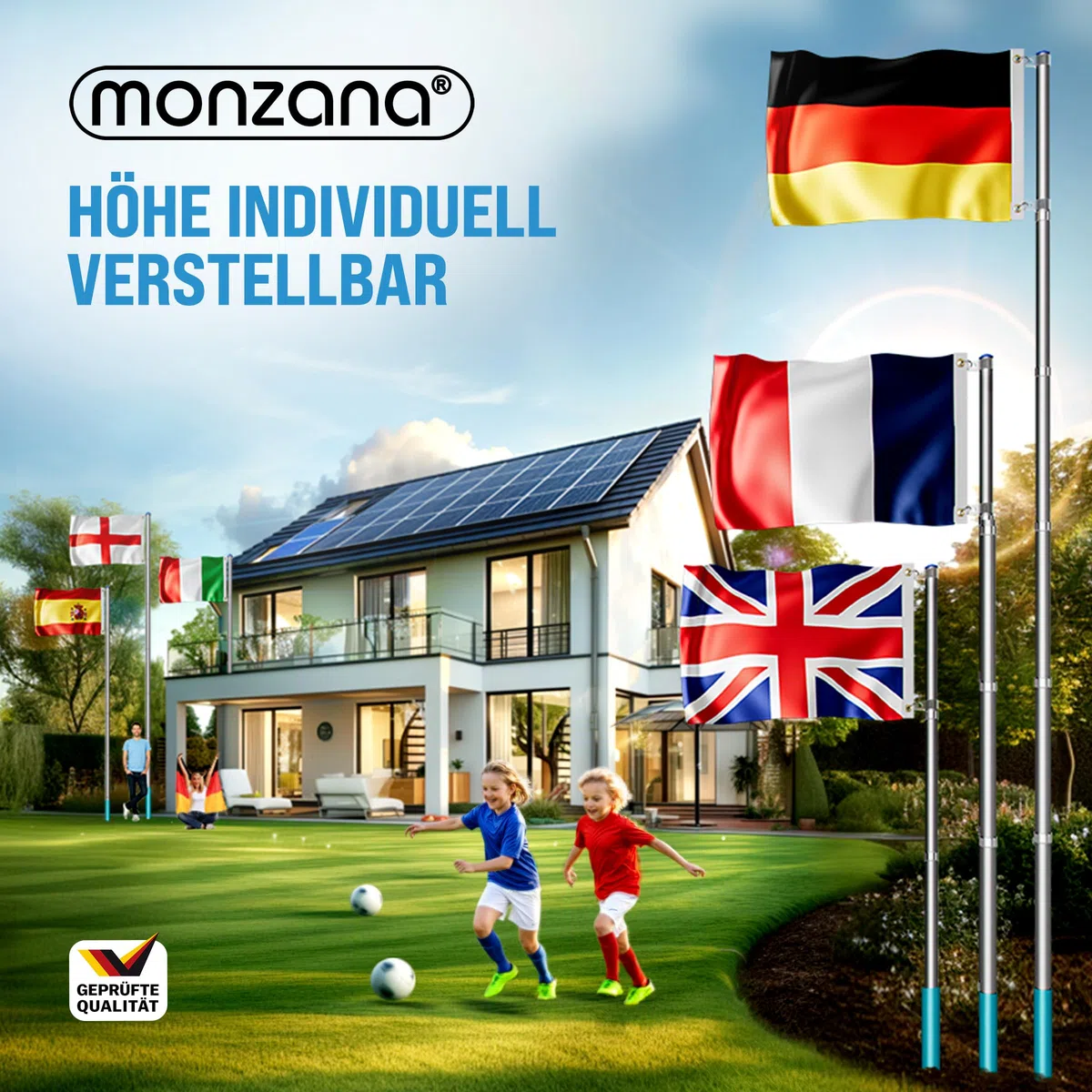 MONZANA Asta per bandiera telescopica in alluminio 630cm base 60cm