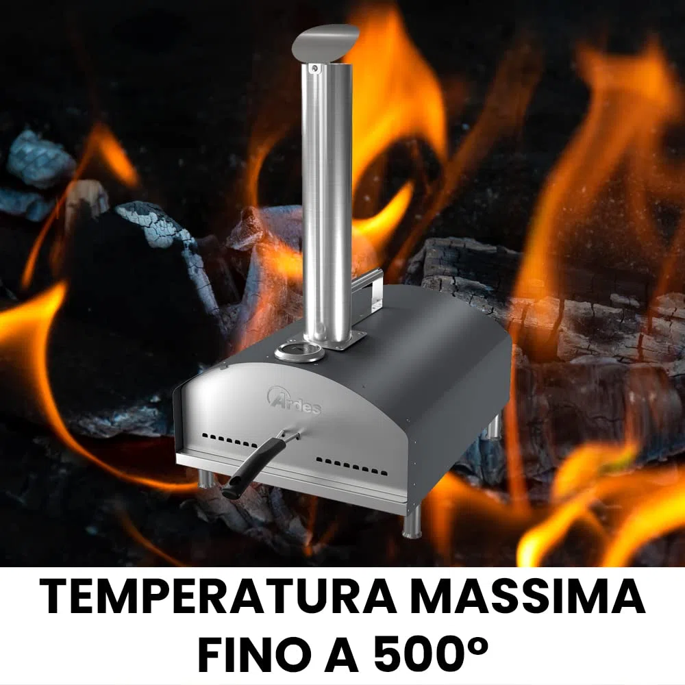ARDES ARPIZ02 Forno Pizza DANTE Acciaio Inox con Pala Spatola e Pietra Refrattaria