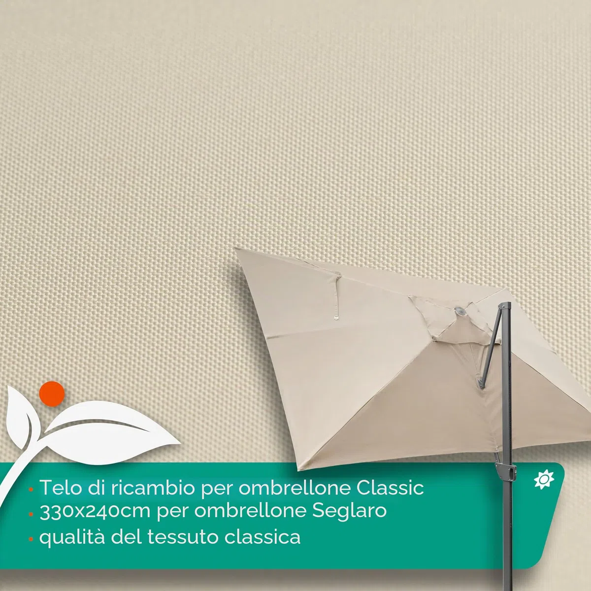 Copertura di ricambio per ombrellone 330 x 240 cm per seglarö/seglaro CLASSIC