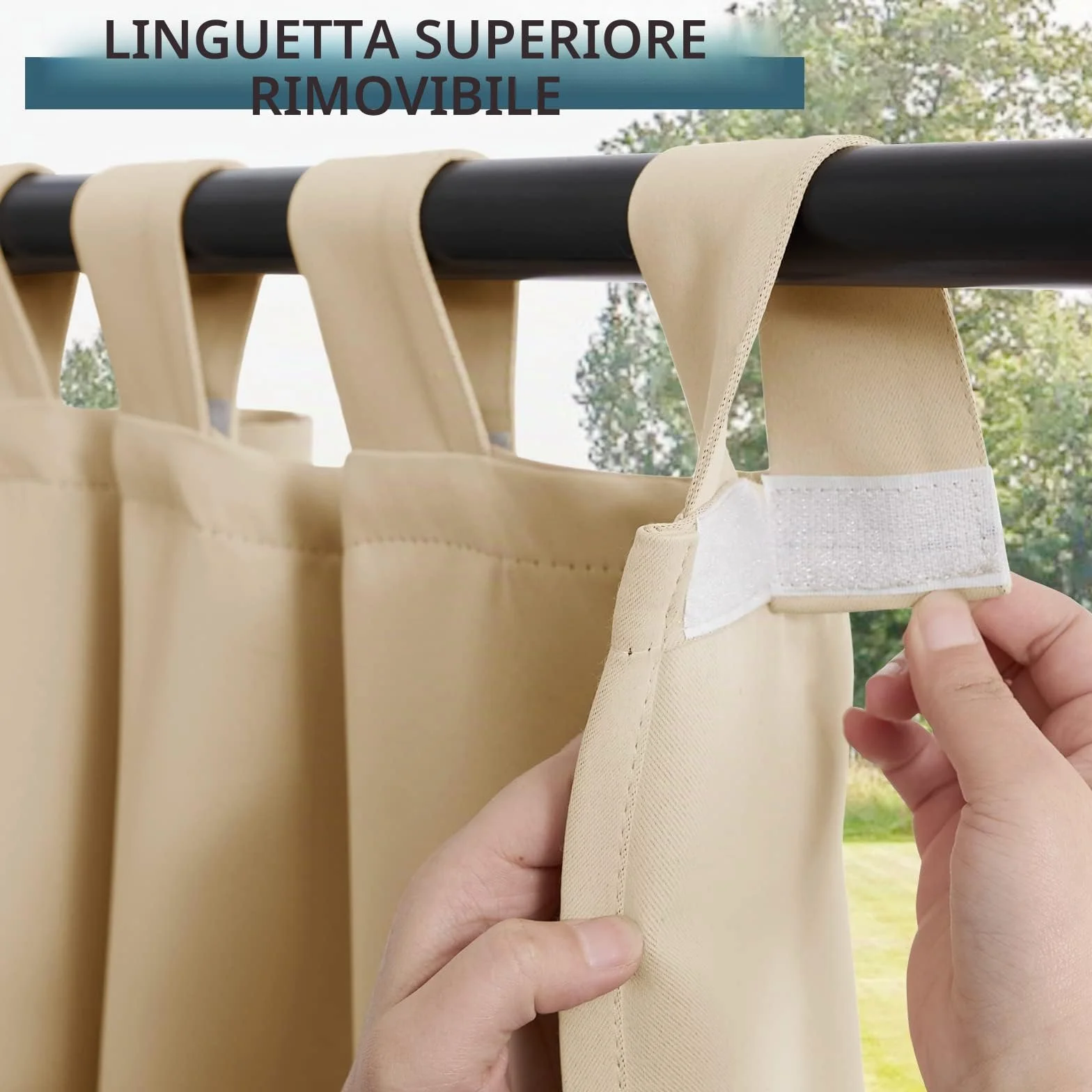 PONY DANCE Tende da Esterno Impermeabile da Sole per Balconi 2 Pezzi L 132 x A 243 cm Tenda Termica con Passanti Adesivi per Veranda Curtains Oscuranti per Gazebo, Beige