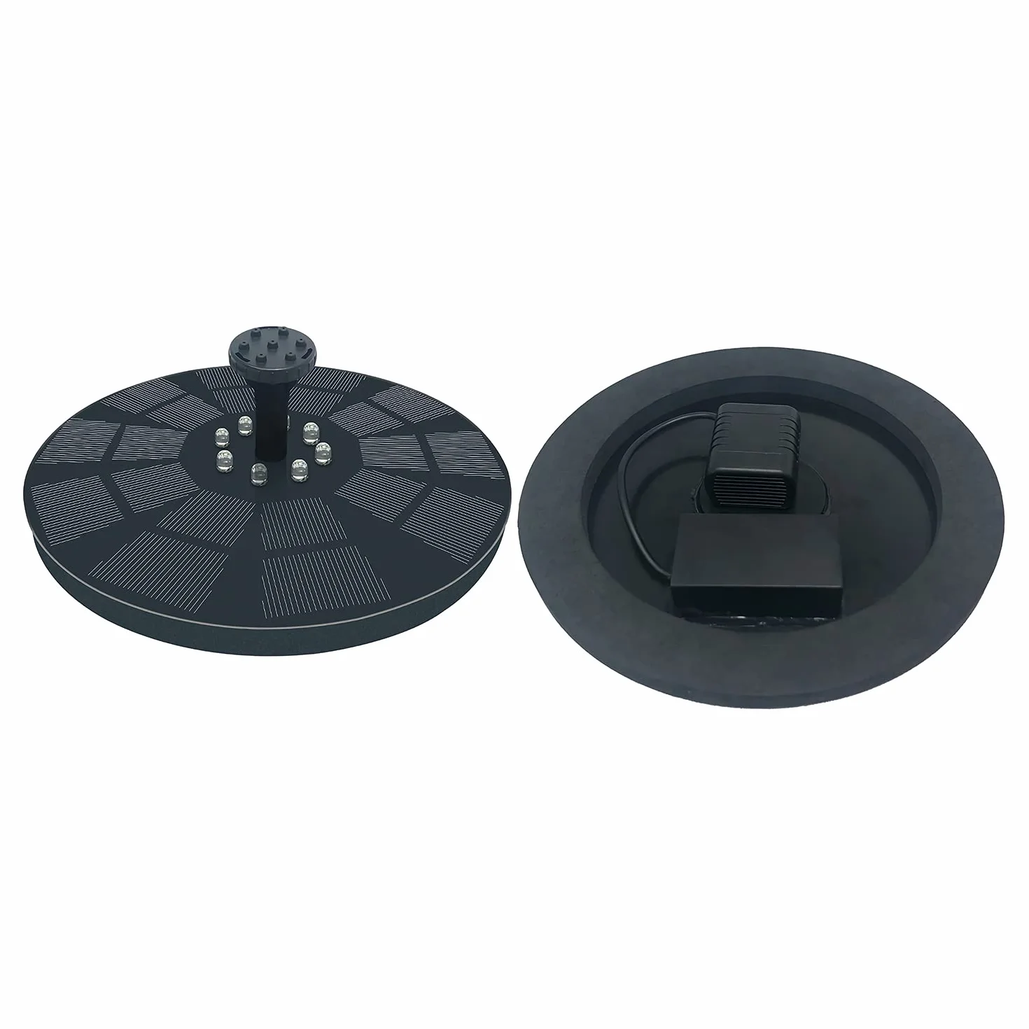 Pompa Solare per Acqua con Pannello Solare da 3 W e Batteria di Backup da 1600 mAh - Fontana Galleggiante con 7 Motivi di Spruzzo e Illuminazione a LED - Pompa Esterna Automatica