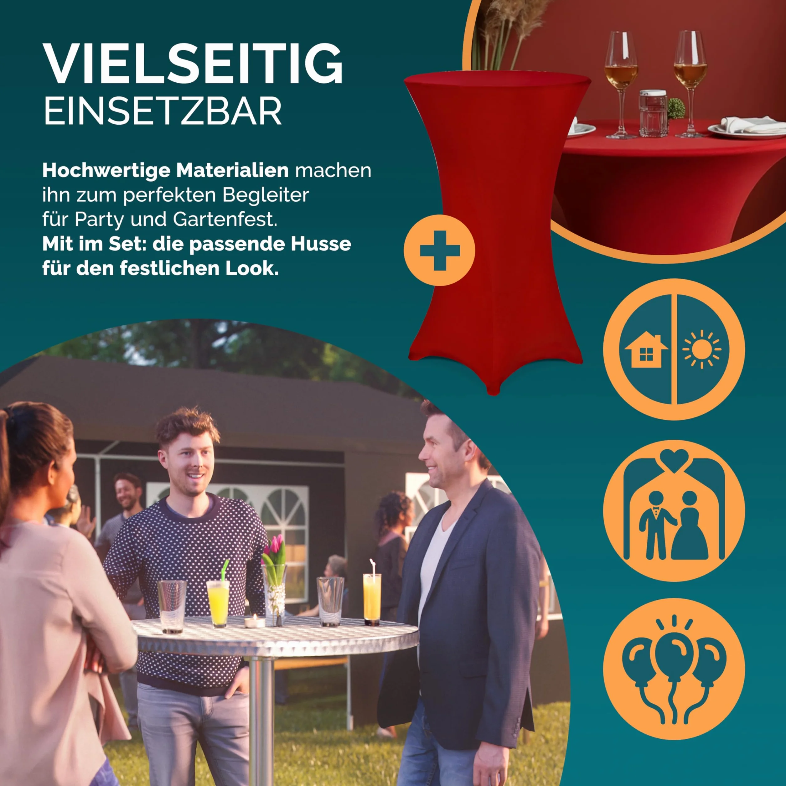 Casaria® Tavolo Alto da Bar 2in1 con Copritavolo Regolabile 70 cm / 115 cm in Alluminio Rotondo Ø60cm Resistente per Giardino Bistro Tavoli da Birreria Feste Ricevimento