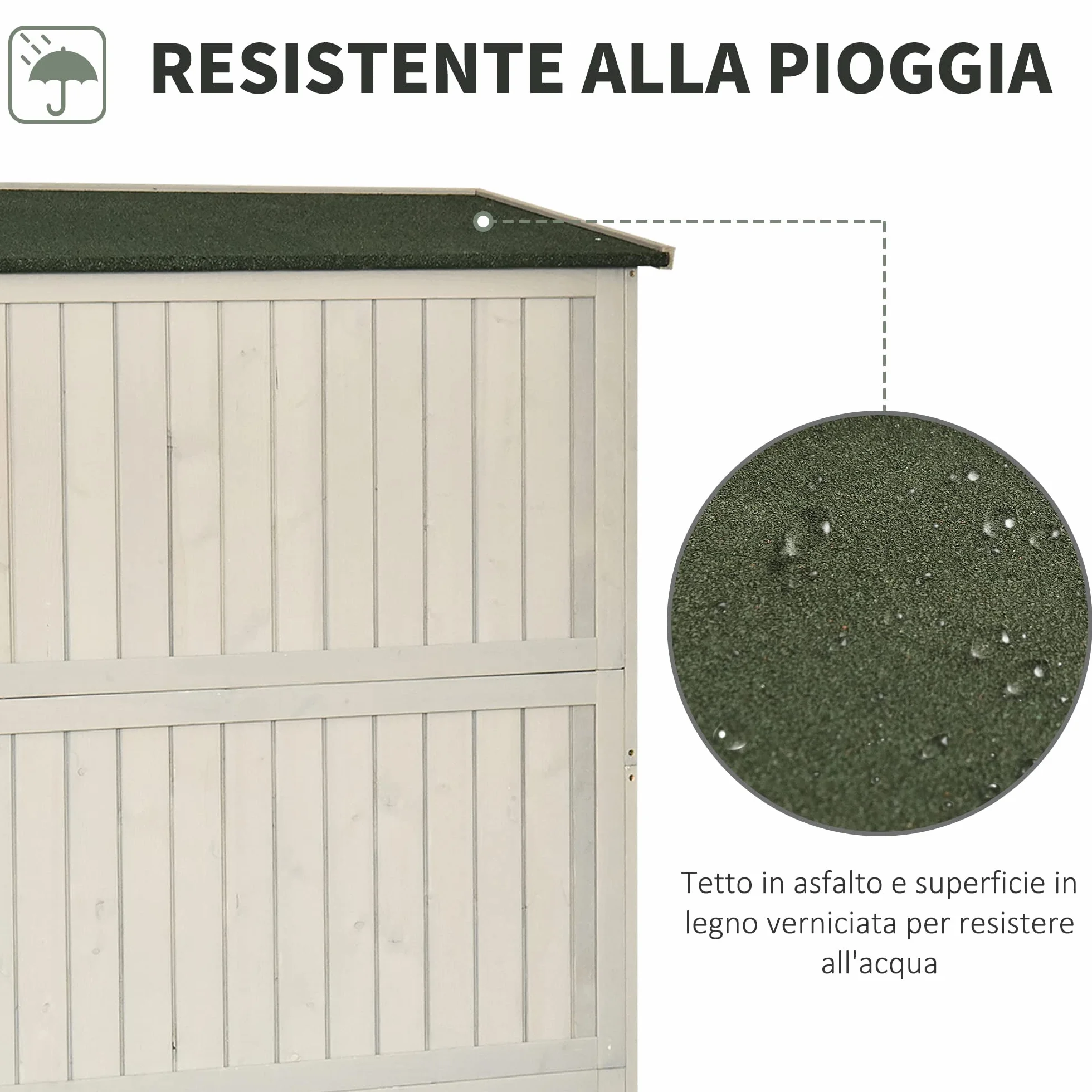Outsunny Casetta da Giardino in Legno di Abete 127.5x50x164cm Grigio Chiaro