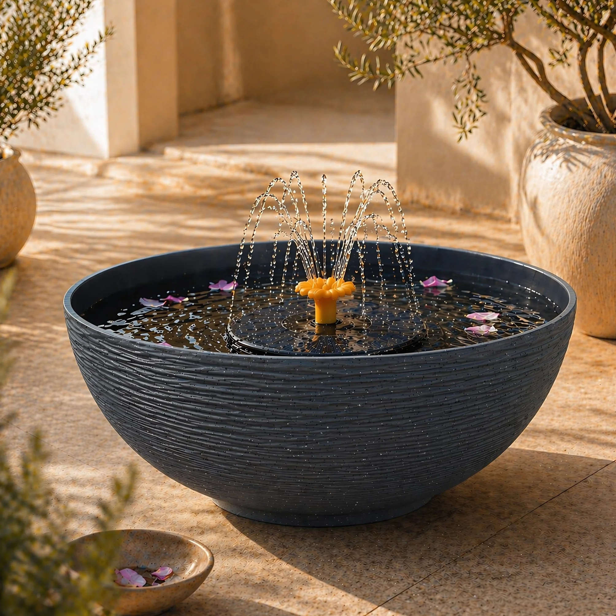 matches21 HOME & HOBBY Set di fontane solari per esterni, grande ciotola da 45 cm, antracite come fontana da giardino