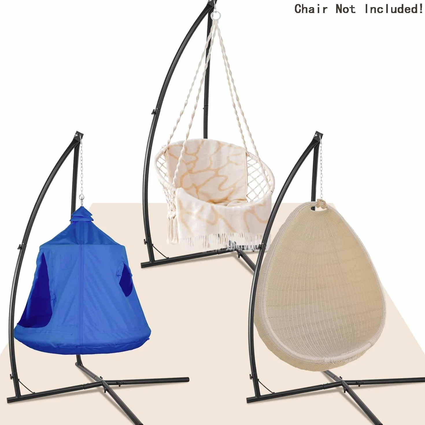 LIFERUN Supporto per Amaca da Giardino, per Amaca Regolabile, Max. 110kg, Supporto per Sedia Amaca in Ferro, per Balcone, Giardino