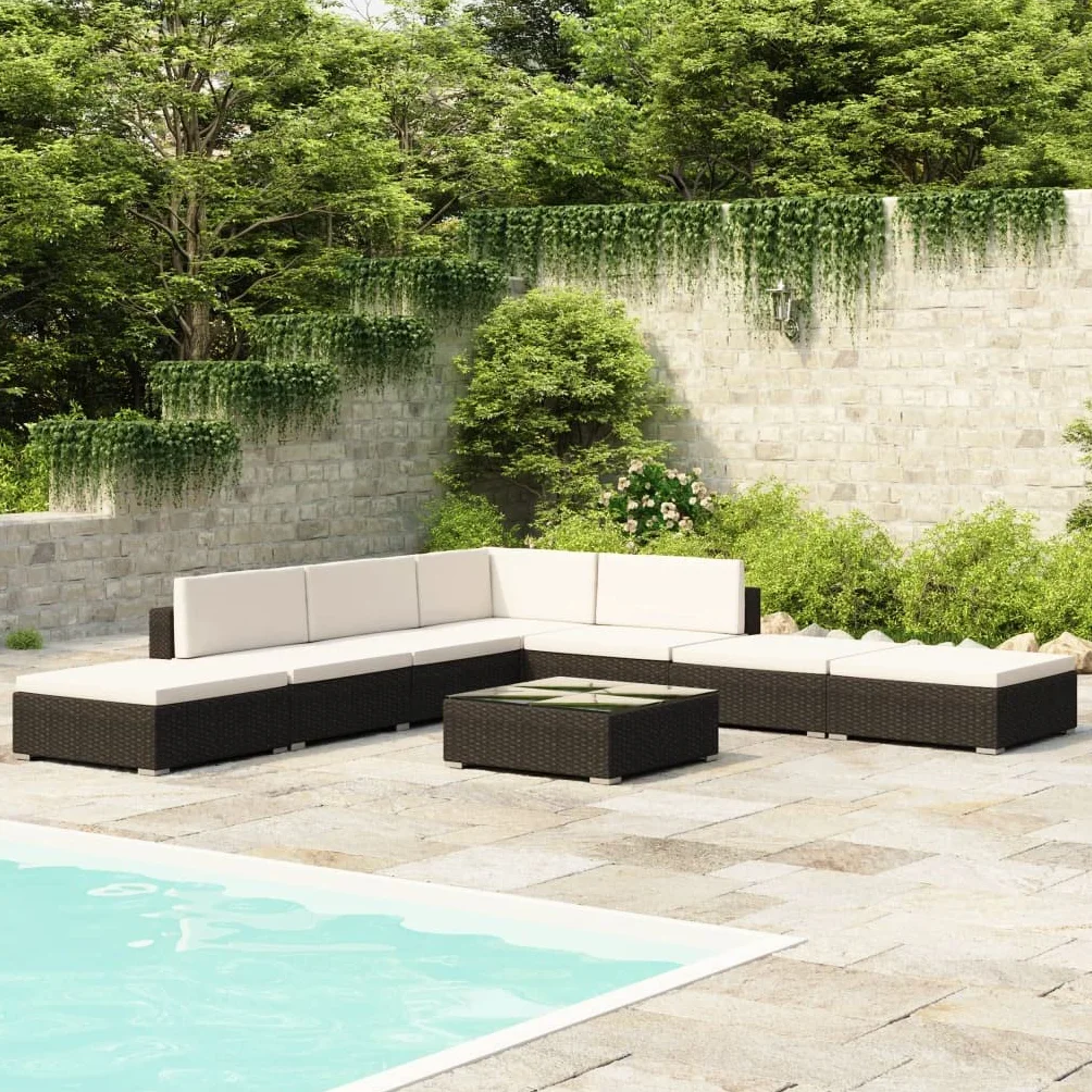 vidaXL Set di 20 sedie da giardino in polyrattan, colore nero