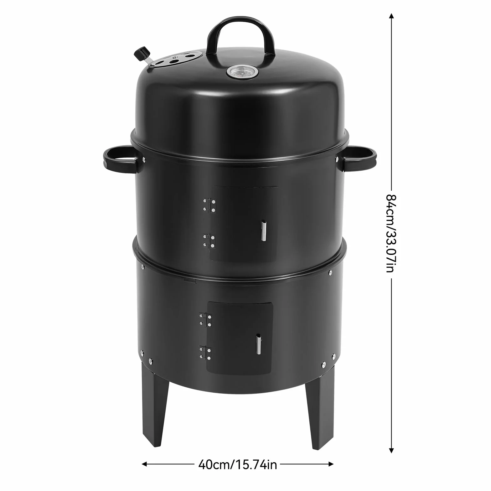 Affumicatore 3 in 1 84 cm Barbecue a Carbone di Legna con Termometro